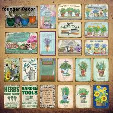 Garden Decor Herb Metal Poster Vintage