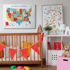 World Map Of Usa Kids Nursery Painting