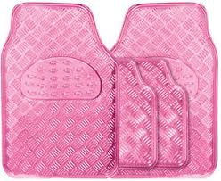 pink checker plate floor mats set 4