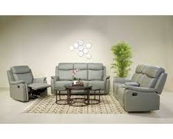 grey manual recliner sofa set