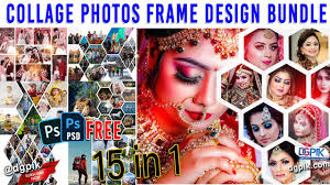 collage photos frame design psd bundle