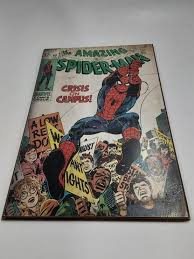 spiderman retro style comic cover wood