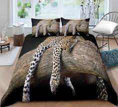 Leopard Duvet Cover Set Queen Size 3d