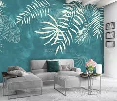 White Tropical Leaves Wallpaper Mural
