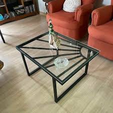 Center Table In Iron With Plane Glass