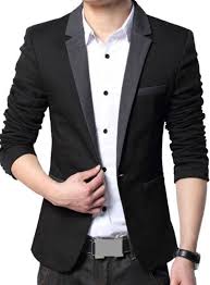 Beetle Solid Single Breasted Party Mens Blazer Black