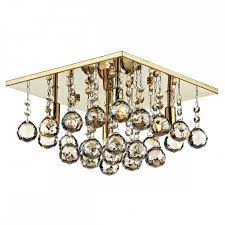 Gold And Crystal Flush Chandelier