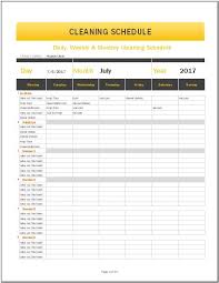 You also have annual tasks to consider, which will be made easier by splitting up into 12 equal chunks, and do one set each month over the course of the year. Daily Weekly Monthly Cleaning Schedule Template For Ms Excel Word Excel Templates