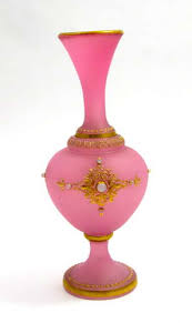 Antique French Pink Opaline Glass Vases