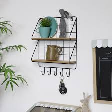 Black Metal Wire Wall Shelves With