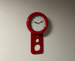 Italian Lacquered Red Wall Clock By