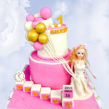 barbie theme cake 19 two tier birthday