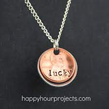 hand sted lucky penny charm necklace