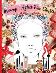 makeup artist face charts practice book for makeup from beginner to professional to organize and plan their designs blank makeup face chart worksheets faces with open and closed eyes gift idea for christmas professiona makeup artists book