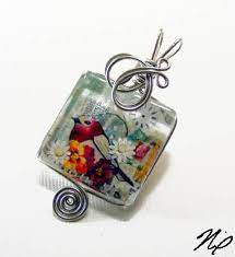 Wire Wrap Glass Tile Pendant 2 By
