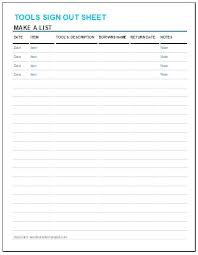 Tool Sign Out Sheet Excel Food Storage Inventory Template