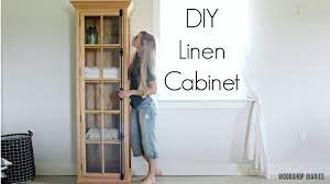 diy linen cabinet with glass door