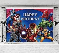 cartoon superhero happy birthday banner