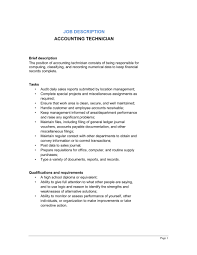 Accounting Technician Job Description Template Word Pdf
