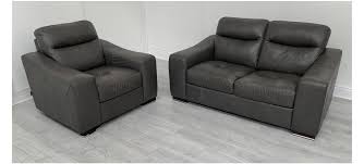 venezia grey leather 2 1 sofa set