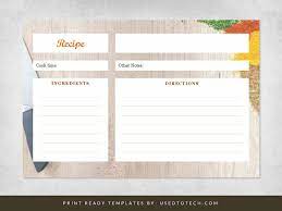 recipe card template for word