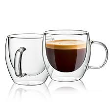 Glass Espresso Cups 2 Pcs 5oz Double