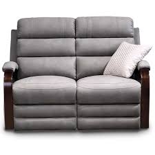 manual reclining sofa faux suede grey