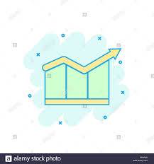 Cartoon Colored Chart Growth Icon In Comic Style Graph Sign