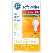 General Electric 50 100 150w 3 Way Long Life Incandescent Light Bulb White Target