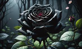 rare black rose in full bloom