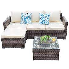 weather wicker rattan sectional set