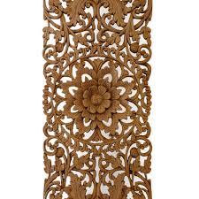 Hand Carved Lotus Wall Art Panel Siam