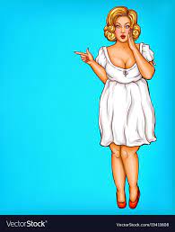 Fat obese blonde pin up woman pop art Royalty Free Vector