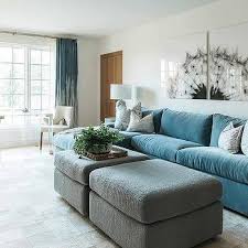 gray sofa with blue pillows design ideas