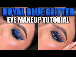 royal blue glitter eye makeup tutorial