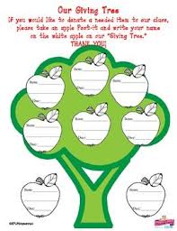 The Giving Tree Donation Chart So Cute Great For Tk K