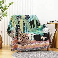 Buy Leopard Woman Throw Blanket Jungle
