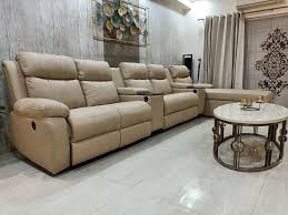manual l shape leather recliner sofa