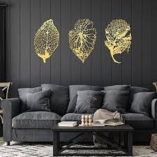 3 Pieces Metal Leaves Wall Decor Metal