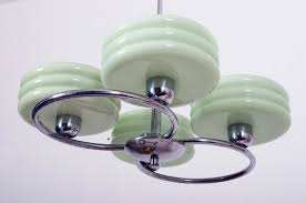 art deco style green ceiling light for