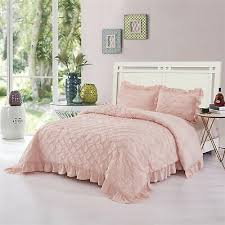 Hig Pink Lace Ruffled Comforter Set