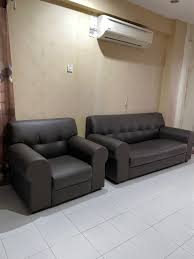 dark brown pu leather 3 1 sofa set