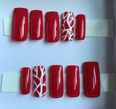 Red Press On Nails Square Glue On Nails