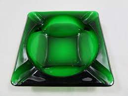 Vintage Green Ashtray Viking Glass