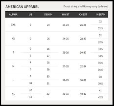 12 Unfolded American Apparel Disco Pants Size Chart