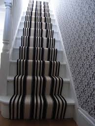 black and white striped stair carpet