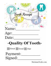 tooth receipt certificate template