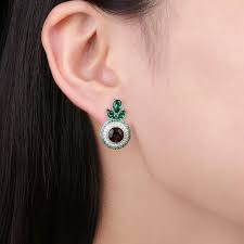 avocado emerald diamond earrings 5 1ct