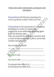 It's the blurb you read want to see more examples of connotation vs denotation? Denotation And Connotation Esl Worksheet By Offpistemummy