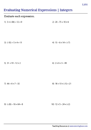 With Integers Worksheets